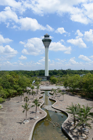 KUALA-LUMPUR - MAY 06: control tower in airport on May 06, 2014 in Kuala-Lumpur, Malaysia. Kuala Lumpur International Airport is Malaysia's main international airport and one of the major airports of South East Asia.のeditorial素材