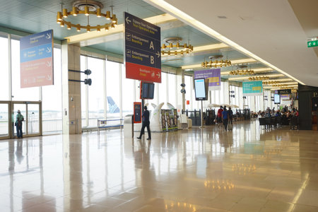 PARIS - SEPTEMBER 04: airport interior in Orly Airport on September 04, 2014 in Paris, France. Paris...
