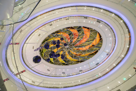 PARIS - SEPTEMBER 08: modern shopping center on September 08, 2014 in Paris, France. Paris, aka City of Love, is a popular travel destination and a major city in Europeのeditorial素材