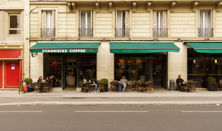 PARIS - SEPTEMBER 06: cafe exterior on September 06, 2014 in Paris, France. Paris, aka City of Love, is a popular travel destination and a major city in Europeのeditorial素材