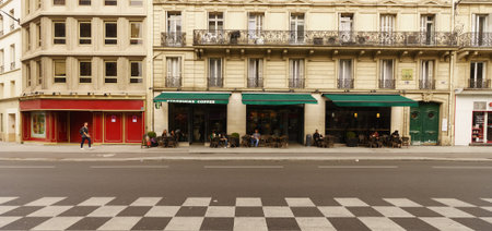 PARIS - SEPTEMBER 06: cafe exterior on September 06, 2014 in Paris, France. Paris, aka City of Love, is a popular travel destination and a major city in Europeのeditorial素材