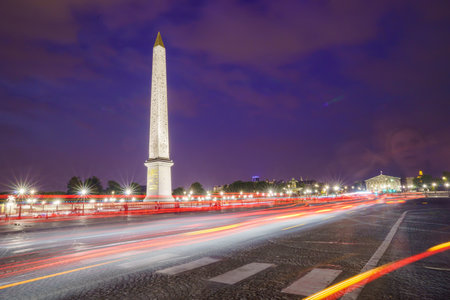PARIS - SEPTEMBER 07: The Place de la Concorde at night on September 07, 2014 in Paris, France. The...