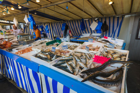 PARIS - SEP 10: food street market on September 10, 2014 in Paris, France. Paris's street markets...