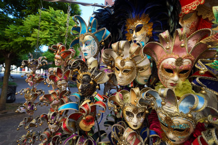 VENICE - SEPTEMBER 14: street carnival mask shop  on September 14, 2014 in Venice, Italy. The Carnival of Venice is an annual festival, held in Venice, Italy.のeditorial素材