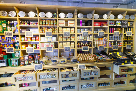 PARIS - SEPTEMBER 10: tea and dessert shop interior on September 10, 2014 in Paris, France. Paris, aka City of Love, is a popular travel destination and a major city in Europeのeditorial素材
