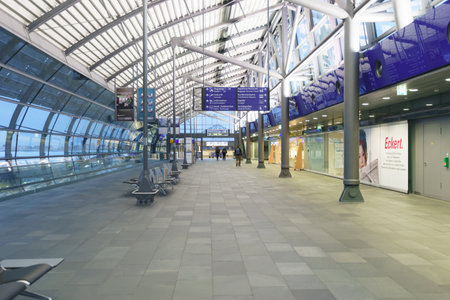 LEIPZIG, GERMANY - SEP 11: Airport interior on September 11, 2014. Leipzig Airport is an international airport located in Schkeuditz, Saxony and serves both Leipzig, Saxony and Halle, Saxony-Anhalt.のeditorial素材