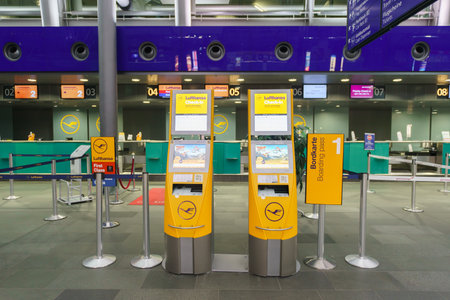 LEIPZIG, GERMANY - SEP 10: Airport interior on September 10, 2014. Leipzig Airport is an...