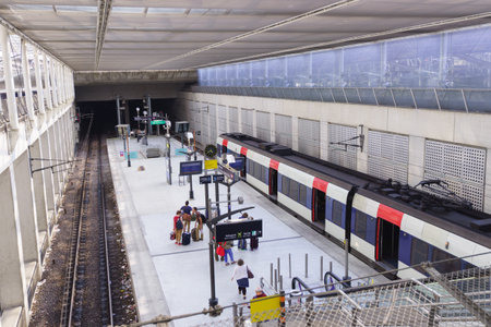 PARIS - SEPTEMBER 10: Charles de Gaulle Airport interior on September 10, 2014 in Paris, France. Paris Charles de Gaulle Airport, also known as Roissy Airport, is one of the world's principal aviation centres, as well as France's largest international airのeditorial素材
