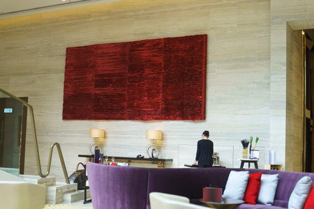 HONG KONG - MARCH 27, 2013: Crowne Plaza Hotel interior on 27 March 2013 in Hong Kong, China. Crowne Plaza is a chain of luxury hotels which offers high quality services all over the worldのeditorial素材