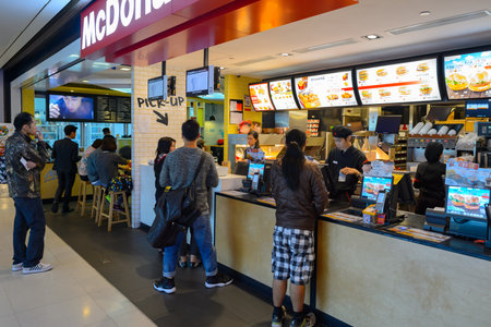 HONG KONG - DECEMBER 25, 2015: interior of McDonald's restaurant. McDonald's is the world's largest...
