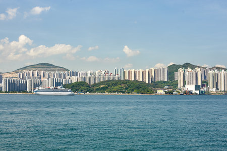 HONG KONG - MAY 09, 2012: daytime view of Hong Kong. Hong Kong, is an autonomous territory on the southern coast of China at the Pearl River Estuary and the South China Seaのeditorial素材