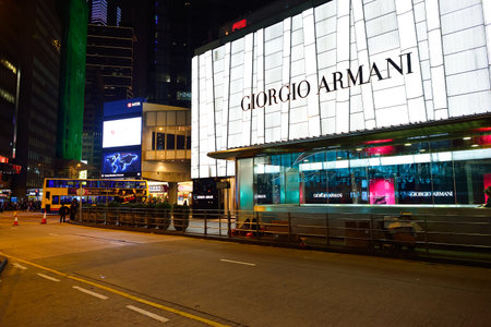 HONG KONG - DECEMBER 25, 2015: Hong Kong at night. Hong Kong is an autonomous territory on the southern coast of China at the Pearl River Estuary and the South China Sea.のeditorial素材