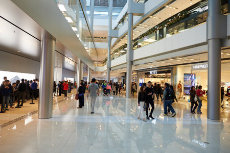 HONG KONG - DECEMBER 25, 2015: interior of ifc shopping mall in Hong Kong. Hong Kong shopping malls...