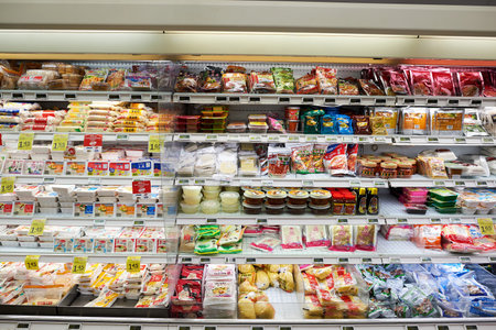 SINGAPORE - NOVEMBER 07, 2015: interior of grocery store in Singapore. Singapore is a leading global city in Southeast Asia and the world's only island city-state.のeditorial素材