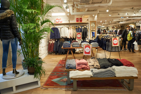 HONG KONG - DECEMBER 25, 2015:  interior of Esprit store. Esprit Holdings Limited is a publicly...