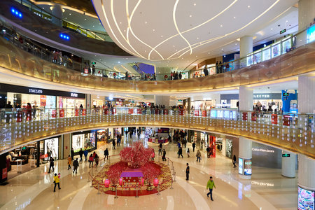 SHENZHEN, CHINA - JANUARY 23, 2016: interior of Shenzhen Vanke Plaza. Shenzhen Vanke Plaza Shopping...