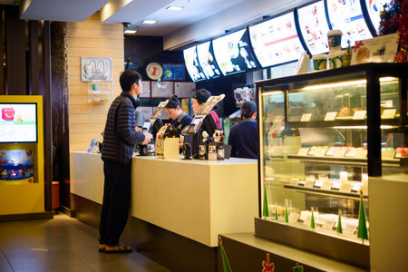 SHENZHEN, CHINA - DECEMBER 21, 2015: interior of McDonald's restaurant. McDonald's is the world's...