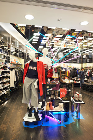 HONG KONG - DECEMBER 25, 2015:  interior of store in shopping mall in Hong Kong. Hong Kong shopping...