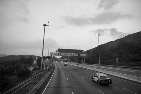 HONG KONG - SEPTEMBER 10, 2015: view from upper deck of double-decker bus. Hong Kong is an...