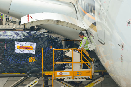 HONG KONG - NOVEMBER 03, 2015: The Airbus A380 of Singapore Airlines. Singapore Airlines Limited is the flag carrier of Singapore with its hub at Changi Airportのeditorial素材