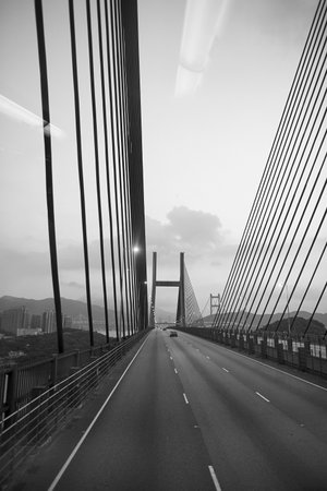 View from upper deck of double-decker busのeditorial素材