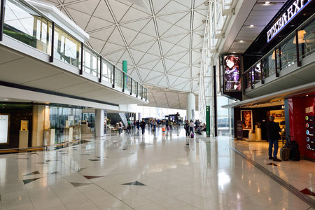 HONG KONG - NOVEMBER 03, 2015: interior of Hong Kong International Airport. It is the main airport...