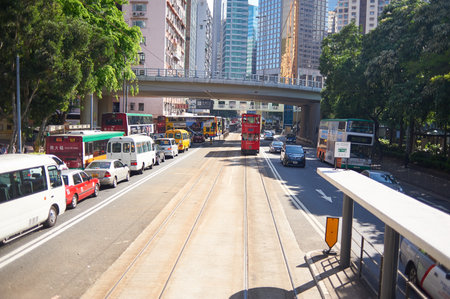 HONG KONG - MAY 09, 2012: streets of Hong Kong. Hong Kong, is an autonomous territory on the...