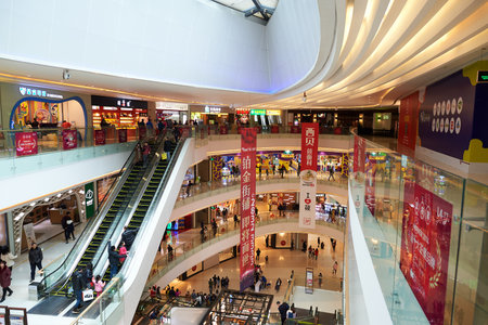 SHENZHEN, CHINA - JANUARY 24, 2016: interior of Shenzhen Vanke Plaza. Shenzhen Vanke Plaza Shopping...