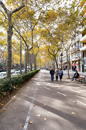 BARCELONA, SPAIN - NOVEMBER 20, 2015: streets of Barcelona. Barcelona is a city on the coast of...