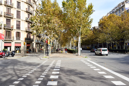 BARCELONA, SPAIN - NOVEMBER 20, 2015: streets of Barcelona. Barcelona is a city on the coast of...