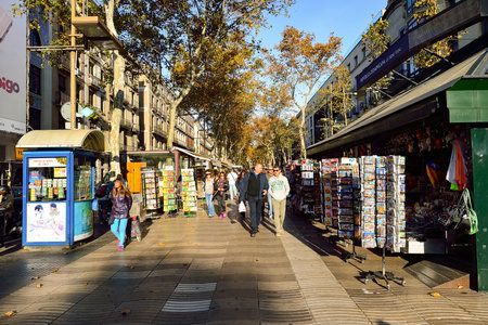 BARCELONA, SPAIN - NOVEMBER 20, 2015: streets of Barcelona. Barcelona is a city on the coast of...