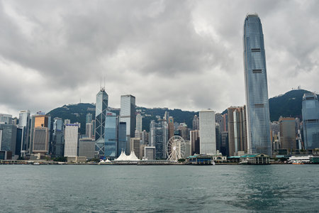 HONG KONG - MAY 06, 2015: daytime view of Hong Kong Island. Hong Kong, is an autonomous territory on...