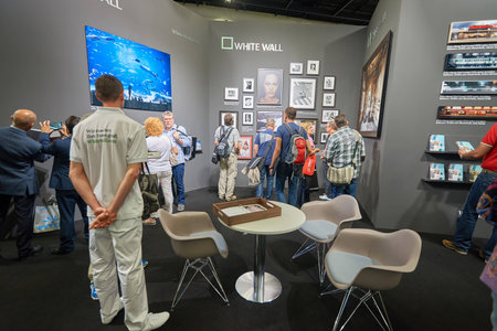 COLOGNE, GERMANY - SEPTEMBER 19, 2014: inside of Cologne Exhibition Centre during Photokina...