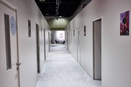 COLOGNE, GERMANY - SEPTEMBER 19, 2014: inside of Cologne Exhibition Centre during Photokina exhibition. The Photokina is the world's largest trade fair for the photographic and imaging industriesのeditorial素材