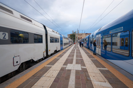 VENICE, ITALY - SEPTEMBER 12, 2014: train at Venezia Santa Lucia. Venezia Santa Lucia is a terminal...