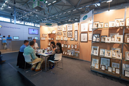 COLOGNE, GERMANY - SEPTEMBER 19, 2014: inside of Cologne Exhibition Centre during Photokina...