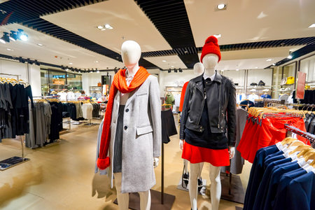 HONG KONG - JANUARY 27, 2016: inside of Zara store at Elements Shopping Mall. Elements is a large...