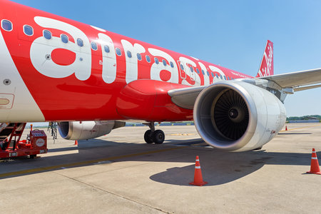 PATTAYA, THAILAND - FEBRUARY 26, 2016: Thai AirAsia A320 in U-Tapao International Airport. U-Tapao...