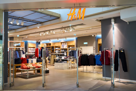 HONG KONG - JANUARY 26, 2016: entrance to H&M store at Elements Shopping Mall. H&M is a Swedish...