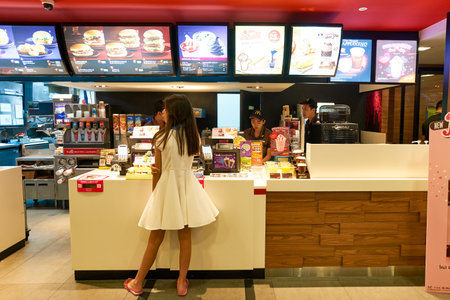 PATTAYA, THAILAND - FEBRUARY 18, 2016: inside of McDonald's restaurant. McDonald's primarily sells...