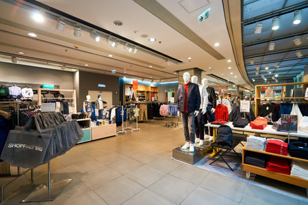 HONG KONG - JANUARY 26, 2016: inside of H&M store at Elements Shopping Mall. H&M is a Swedish...