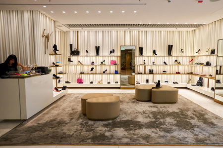 HONG KONG - JANUARY 26, 2016: interior of the store at Elements Shopping Mall. Elements is a large shopping mall located on 1 Austin Road West, Tsim Sha Tsui, Kowloon, Hong Kongのeditorial素材