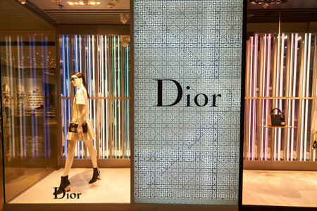 HONG KONG - JANUARY 26, 2016: design of Dior store at Elements Shopping Mall. Christian Dior SE, commonly known as Dior, is a European luxury goods companyのeditorial素材