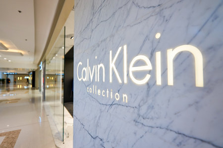 HONG KONG - JANUARY 26, 2016: design of Calvin Klein store at Elements Shopping Mall. Calvin Klein Inc. is an American fashion house founded by the fashion designer Calvin Kleinのeditorial素材
