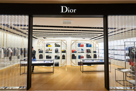 HONG KONG - JANUARY 26, 2016: design of Dior store at Elements Shopping Mall. Christian Dior SE, commonly known as Dior, is a European luxury goods companyのeditorial素材