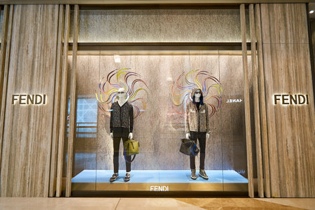 HONG KONG - JANUARY 26, 2016: design of Fendi store at Elements Shopping Mall. Fendi is an Italian...