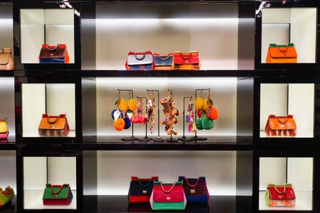 HONG KONG - JANUARY 27, 2016: interior of Dolce & Gabbana store. Dolce & Gabbana is an entry level fashion house founded in 1985 in Legnano by Italian designers Domenico Dolce and Stefano Gabbana.のeditorial素材