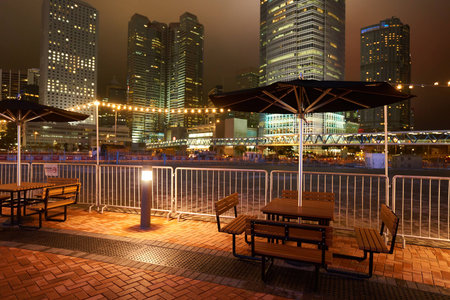 HONG KONG - JANUARY 25, 2016: area around Ferris Wheel in Hong Kong at night. The Hong Kong...