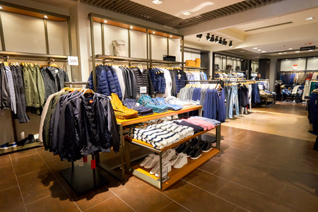 HONG KONG - JANUARY 27, 2016: interior of Zara store at Elements Shopping Mall. Zara is a Spanish clothing and accessories retailer based in Arteixo, Galiciaのeditorial素材