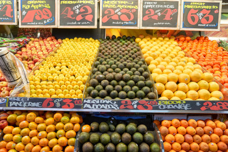 NEW YORK - CIRCA MARCH 2016:  fresh goods at West Side Market.  West Side Market is a supermarket at Broadway, New Yorkのeditorial素材